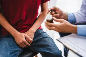 man talking to a doctor about medication