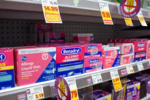 Benadryl on the shelves