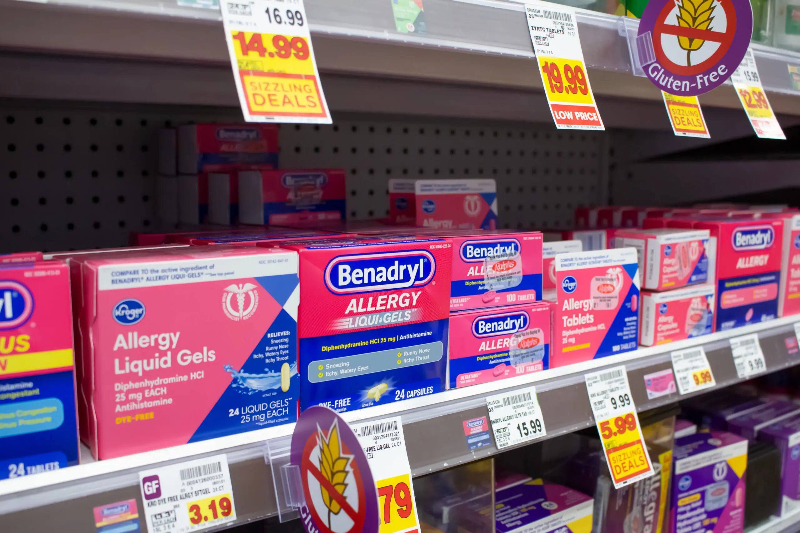 Benadryl on the shelves
