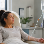 woman getting IV therapy