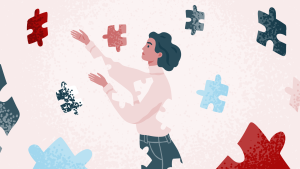 Woman and Puzzle Pieces