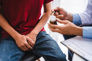 man talking to a doctor about medication