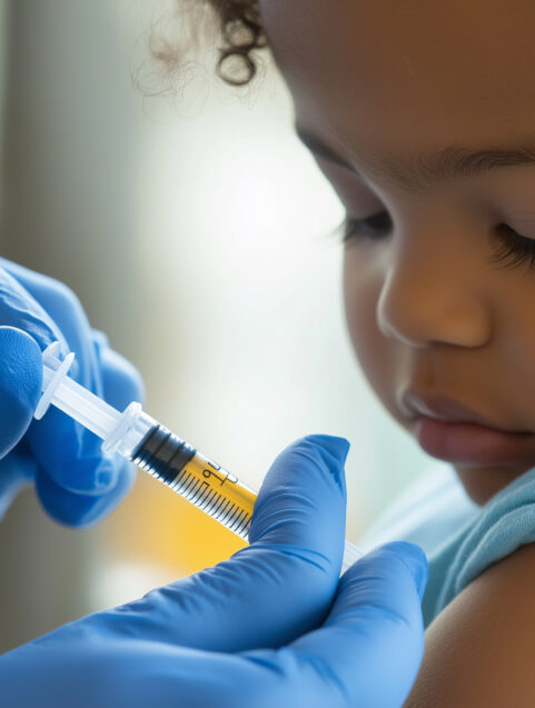 Toddler being vaccinated, vaccine side effects