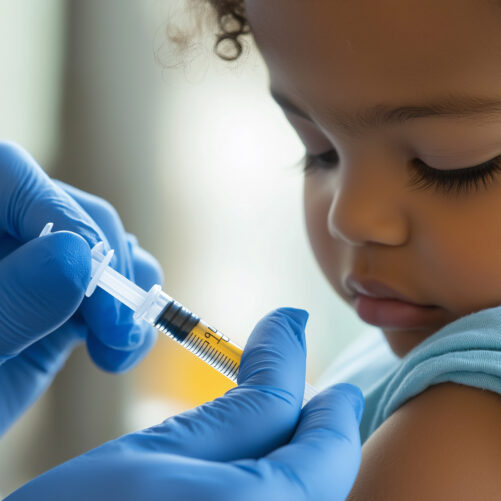 Toddler being vaccinated, vaccine side effects