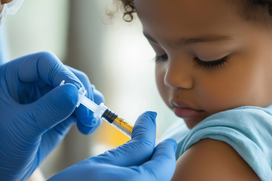 Toddler being vaccinated, vaccine side effects