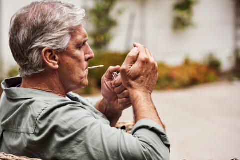 Reckoning With The Complicated Side Effects Of Cannabis, older man smoking cannabis