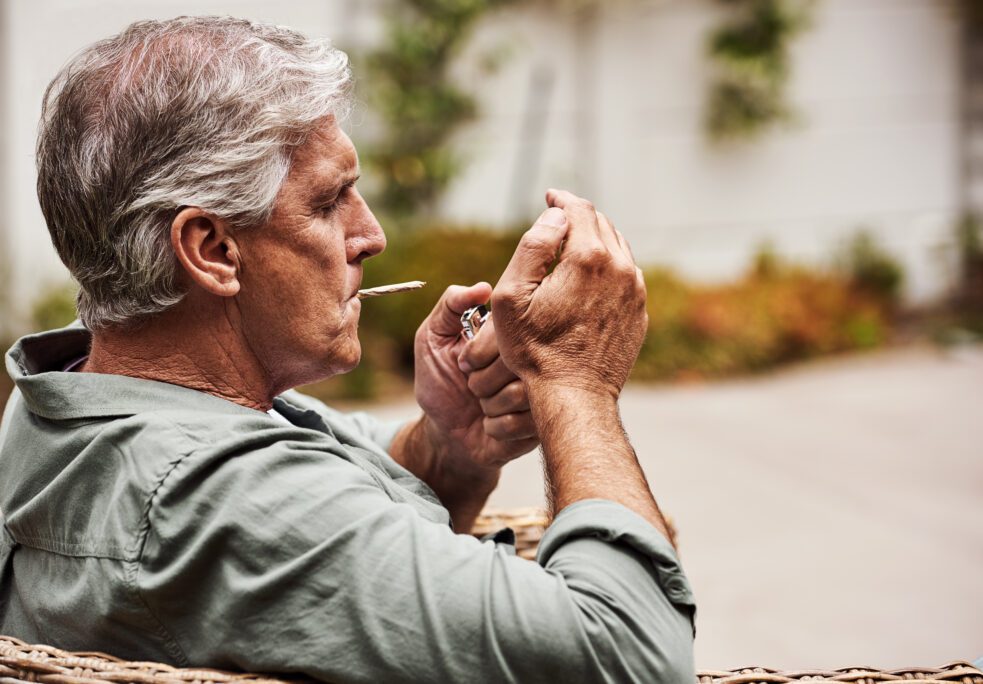 Reckoning With The Complicated Side Effects Of Cannabis, older man smoking cannabis