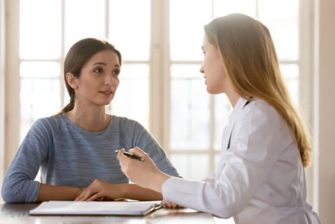 young woman talking to female doctor, addyi