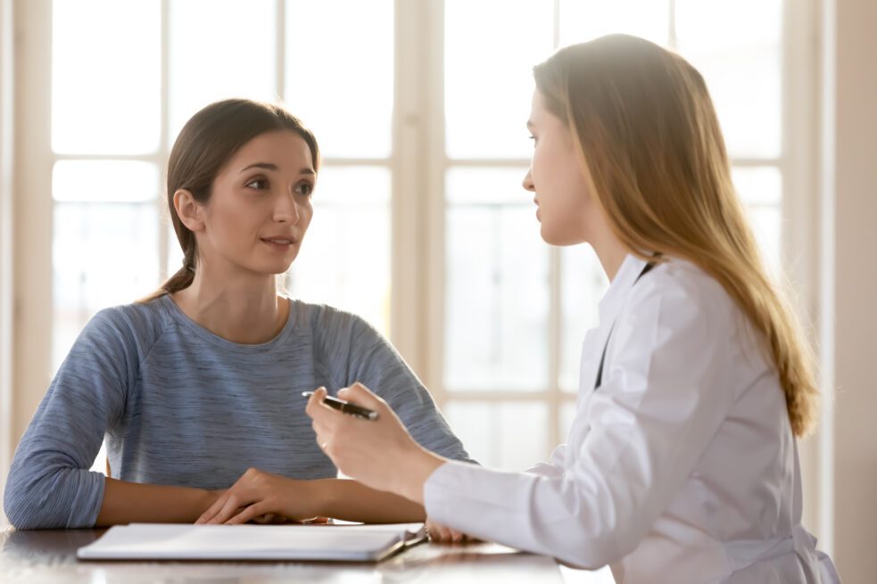 young woman talking to female doctor, addyi