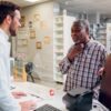 pharmacist talking to person