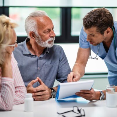 what is step therapy? older couple with doctor