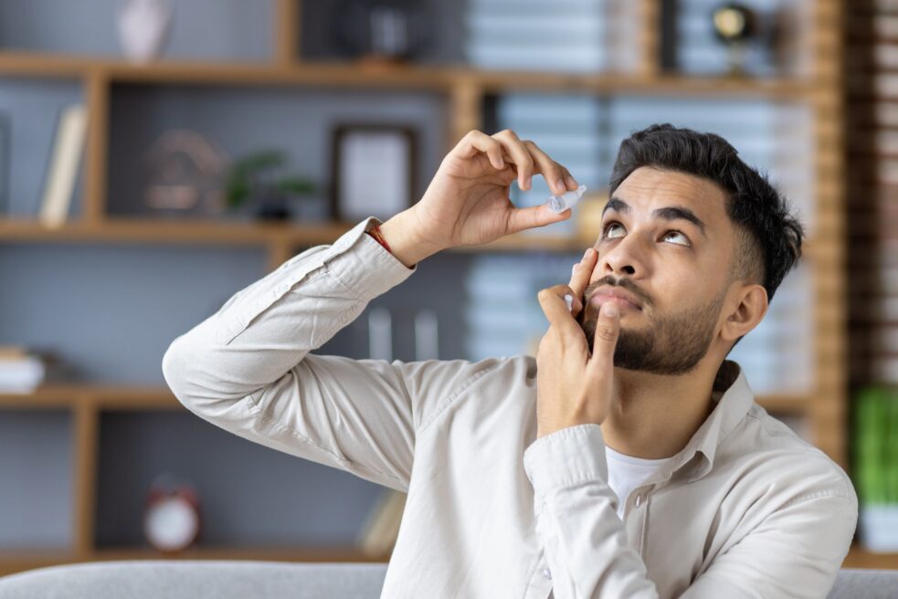 man putting in eye drops, eye drop recall