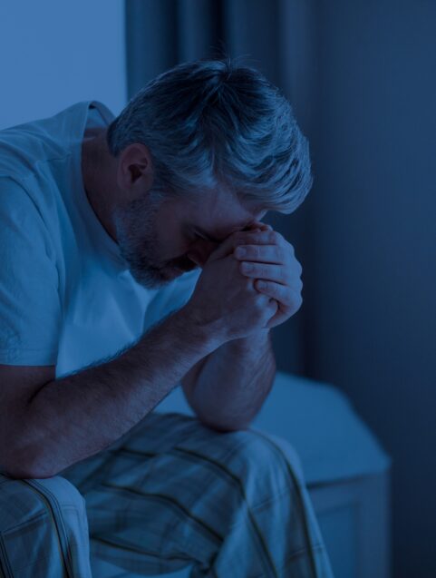 Man dealing with insomnia, treatment CBT-1