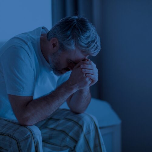 Man dealing with insomnia, treatment CBT-1