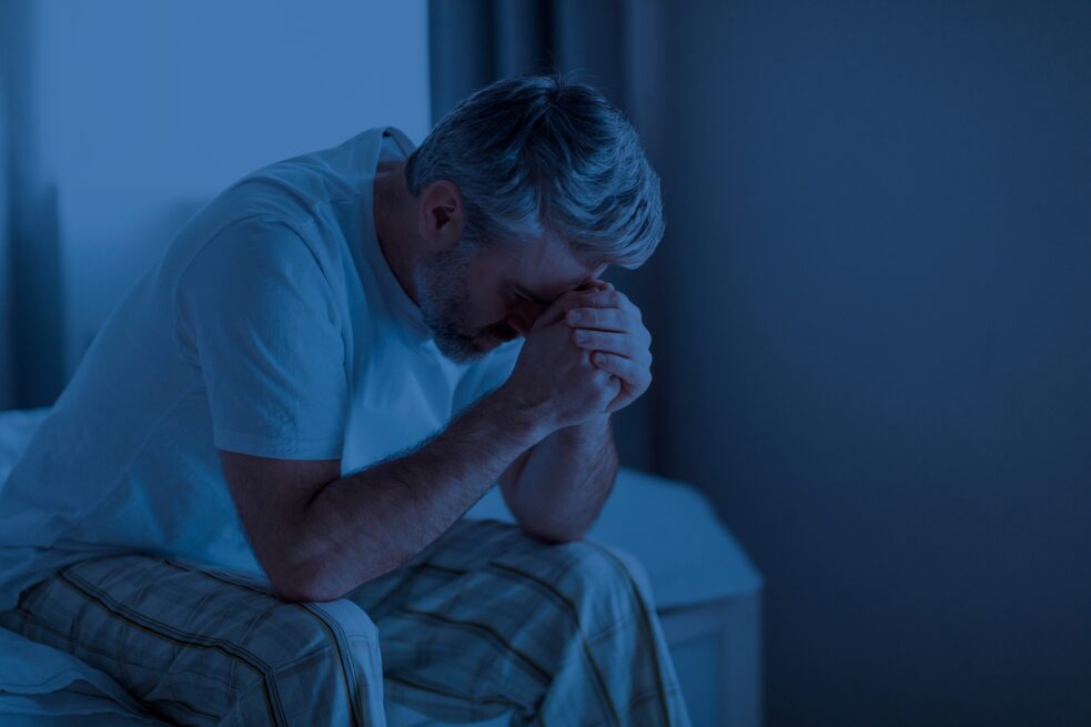 Man dealing with insomnia, treatment CBT-1