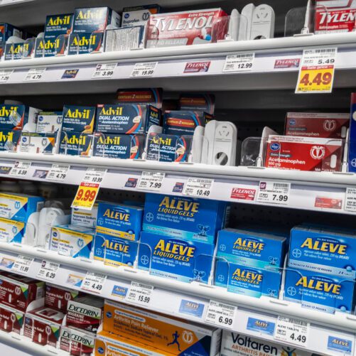 OTC pain relief aisle