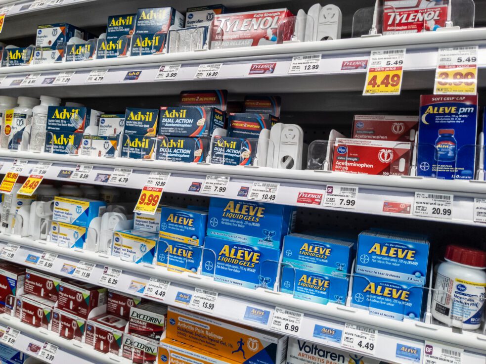 OTC pain relief aisle