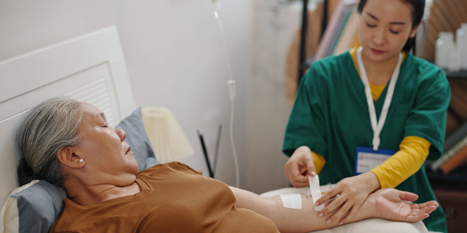 woman receiving intravenous infusion
