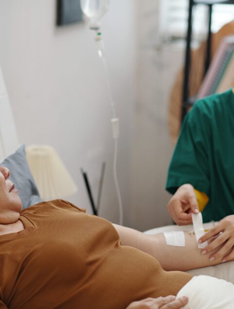woman receiving intravenous infusion