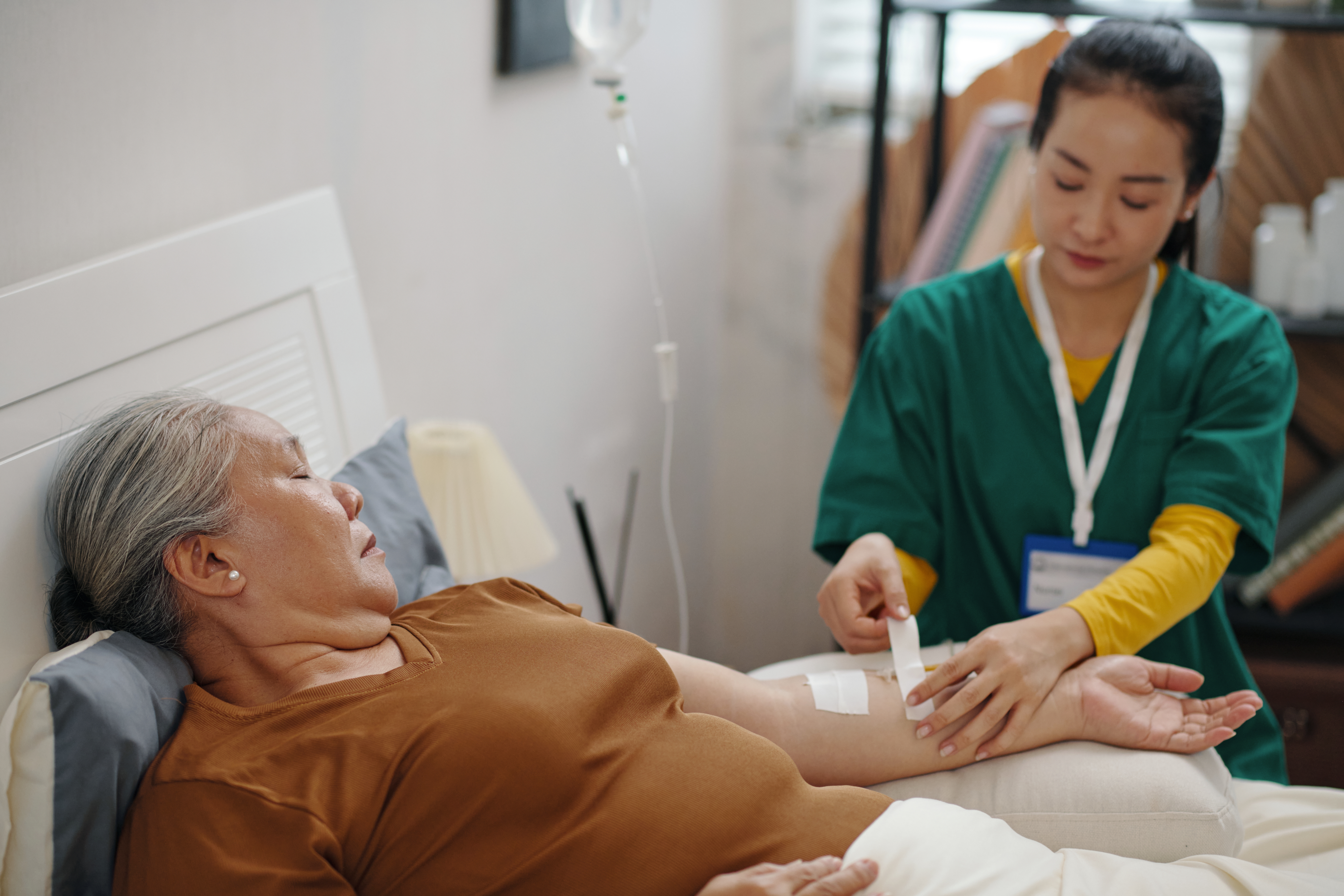 woman receiving intravenous infusion