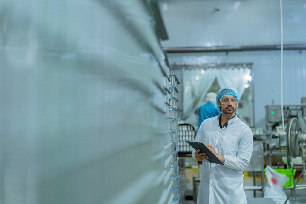 inspector at drug manufacturing lab