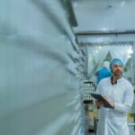 inspector at drug manufacturing lab