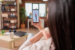 woman talking to doctor online