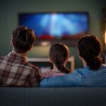 family watching TV