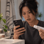 woman looking at skin cream recall